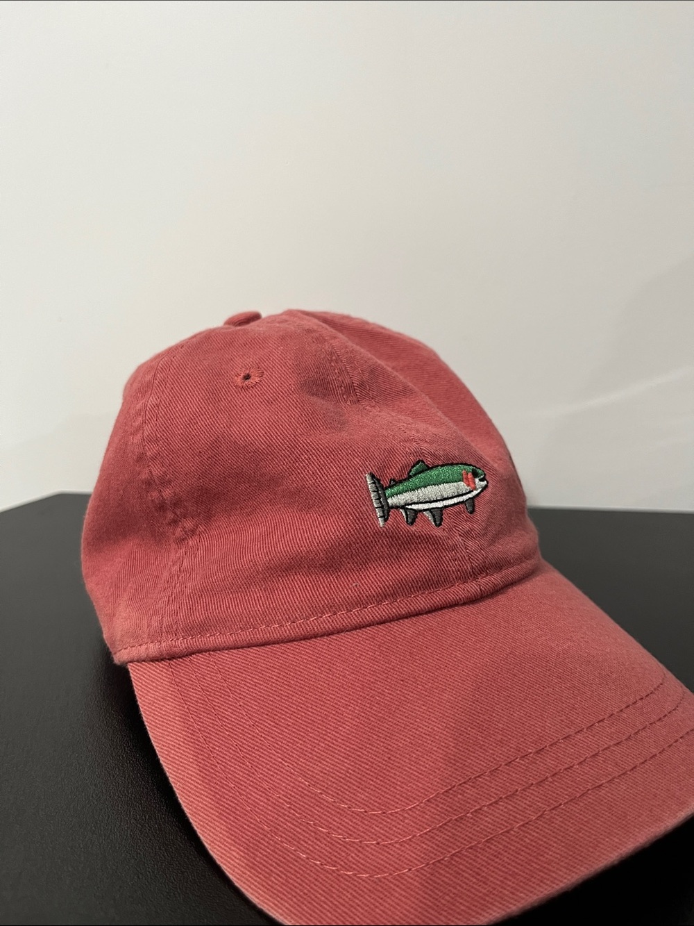 Embroidered Fish Dad Hat - Dusty Rose